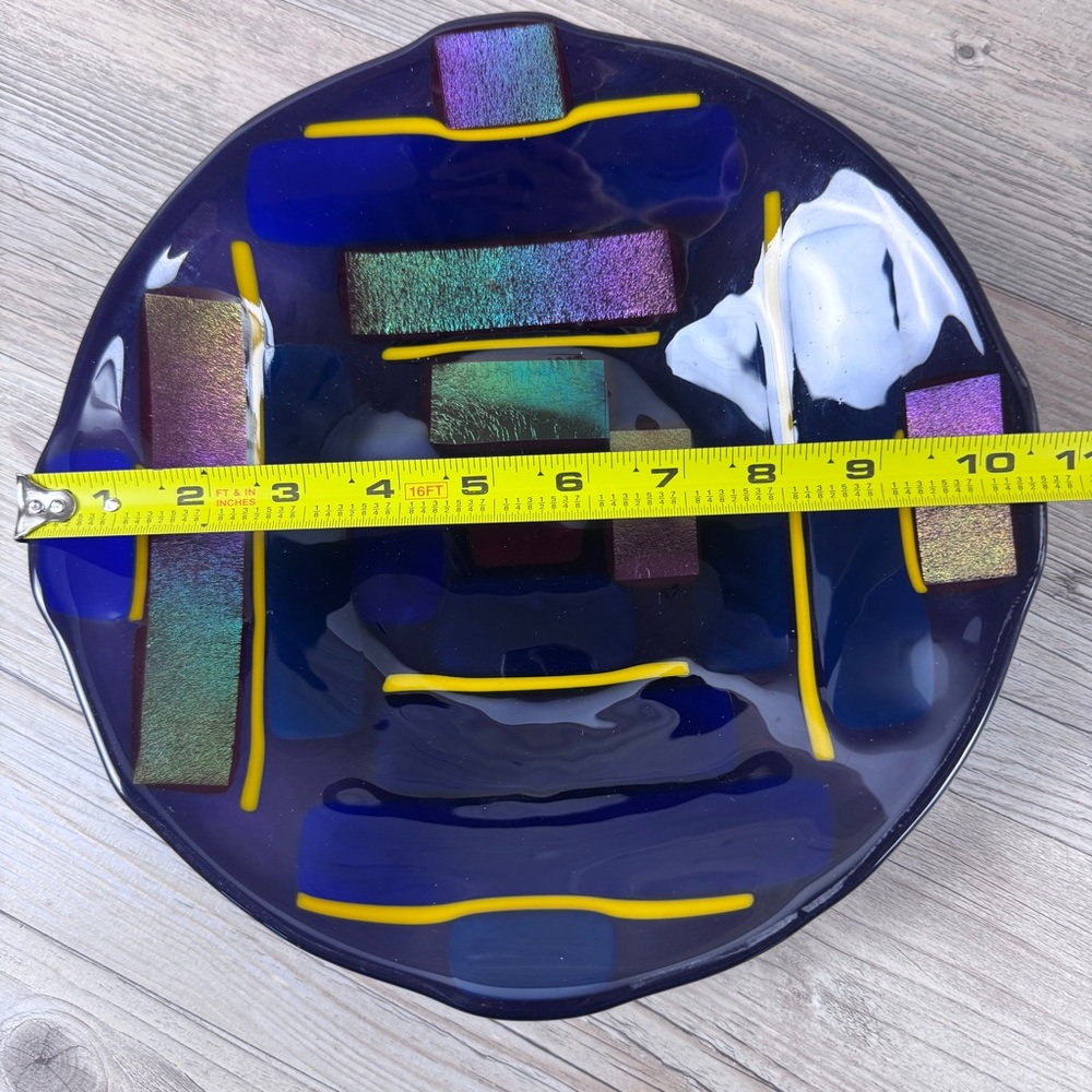 Abstract Fused Glass Art Bowl Accent bowl catch all bowl - Picture 8 of 9